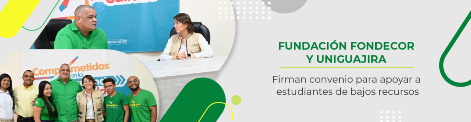 La Fundación Fondecor y Uniguajira firman convenio para apoyar a estudiantes de bajos recursos.